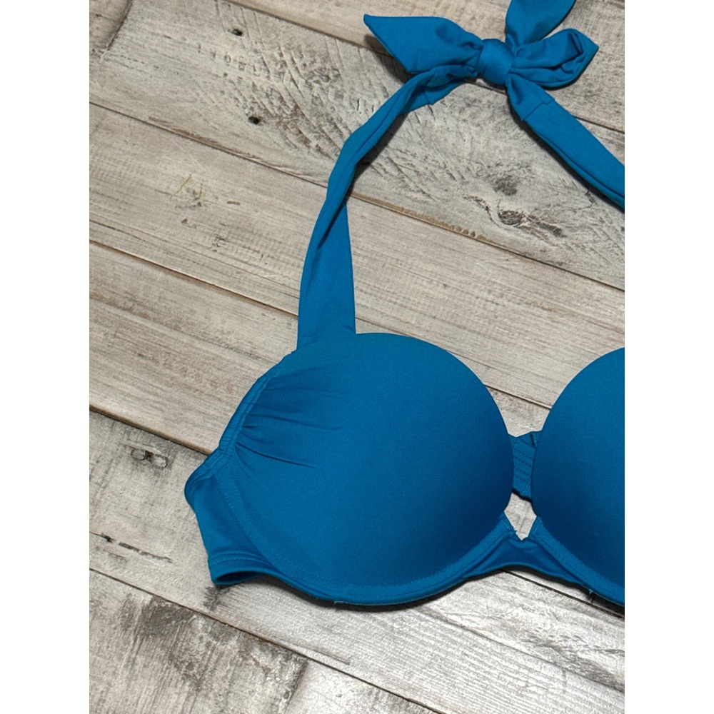 Victoria's Secret Teal Blue Push Up Halter Top Underwire Swimwear Small - Picture 2 of 5